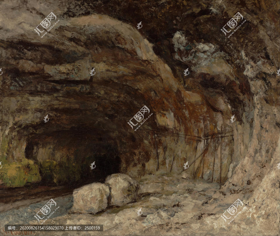 居斯塔夫·库尔贝石洞风景油画