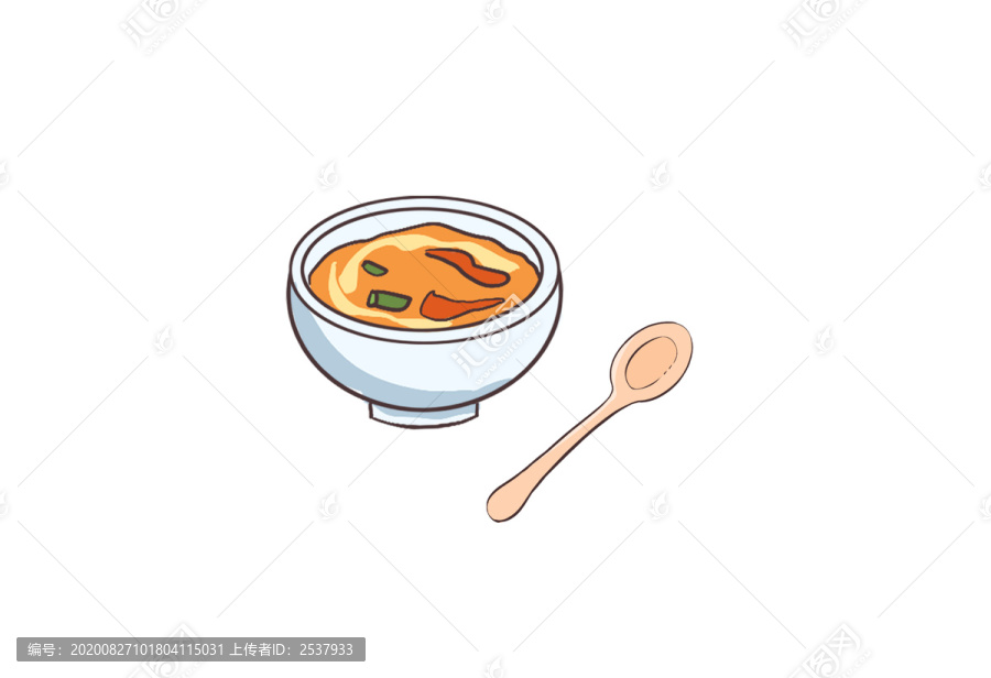 原创手绘食物卡通一碗汤插画