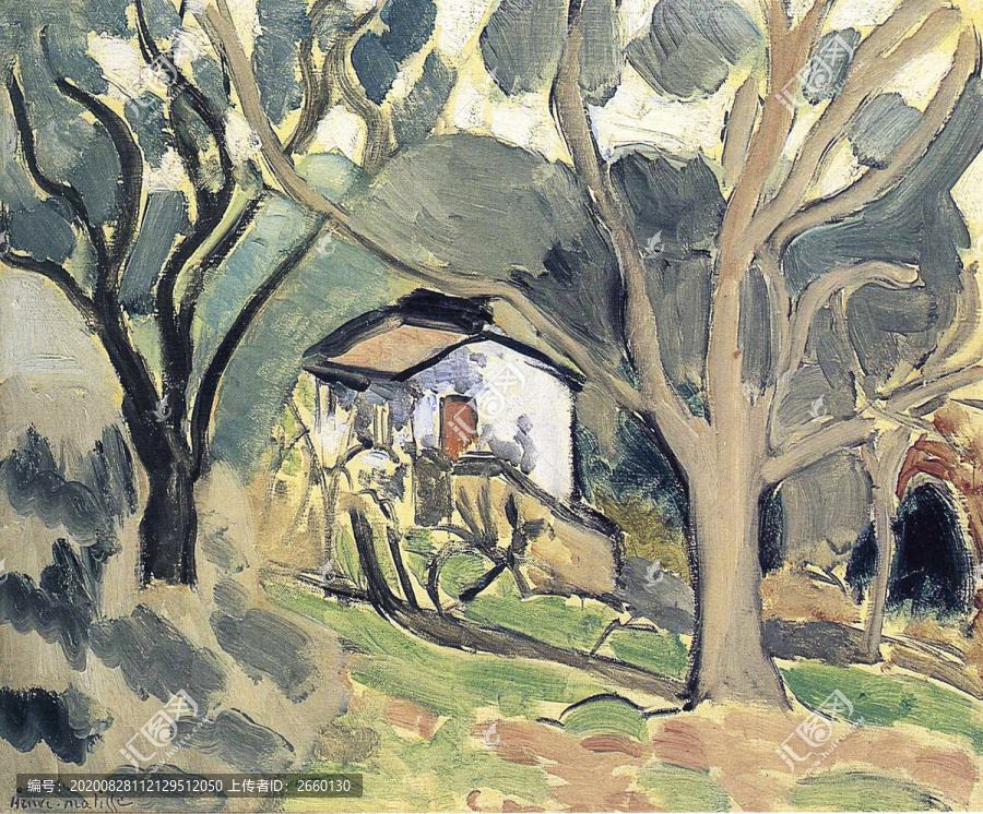 马蒂斯树林中的房子抽象油画