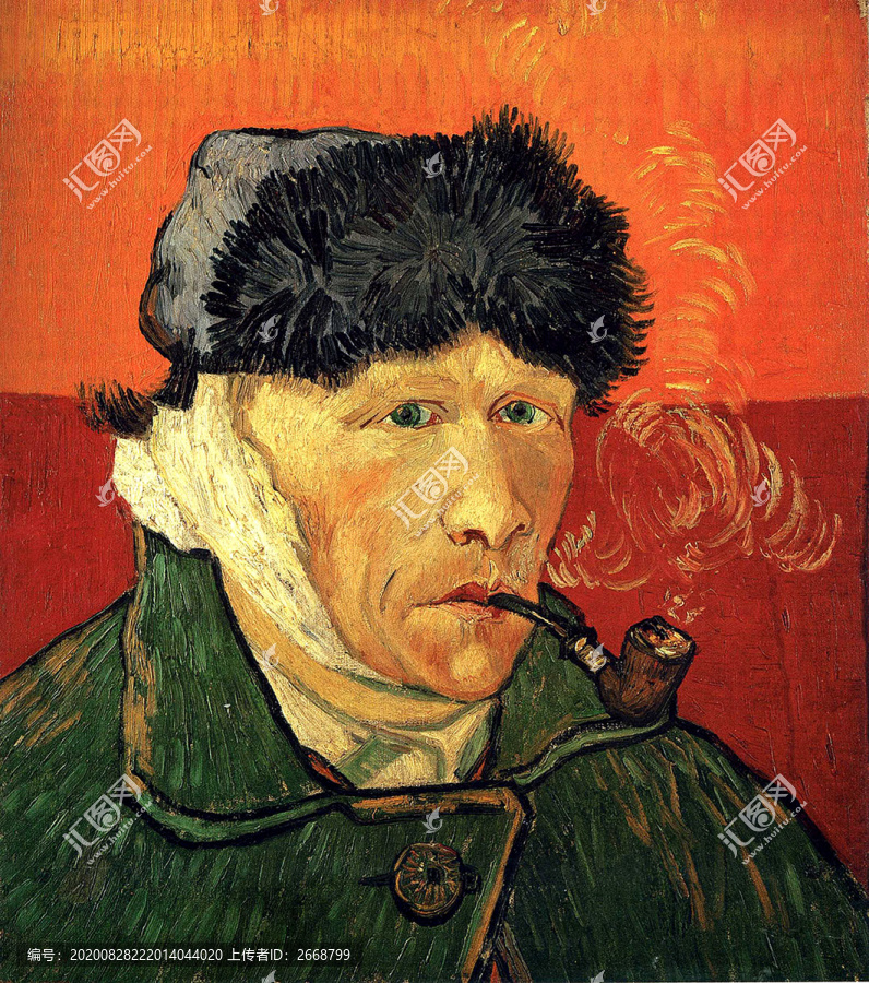 文森特·梵高绷带耳朵和烟斗的自画像超清油画