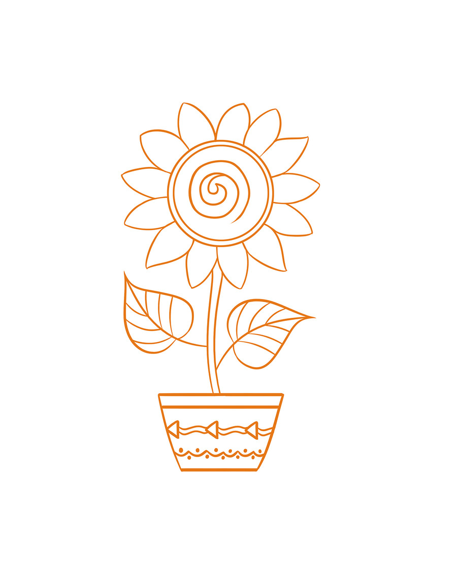 手绘植物黄色向日葵太阳花简笔画