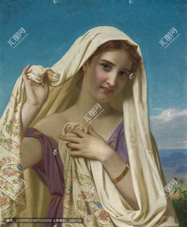 威廉·阿道夫·布格罗戴头巾的女人油画