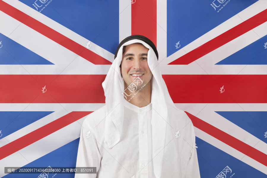 英国背景前的传统阿拉伯人