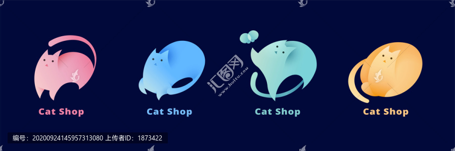 宠物店猫元素设计logo