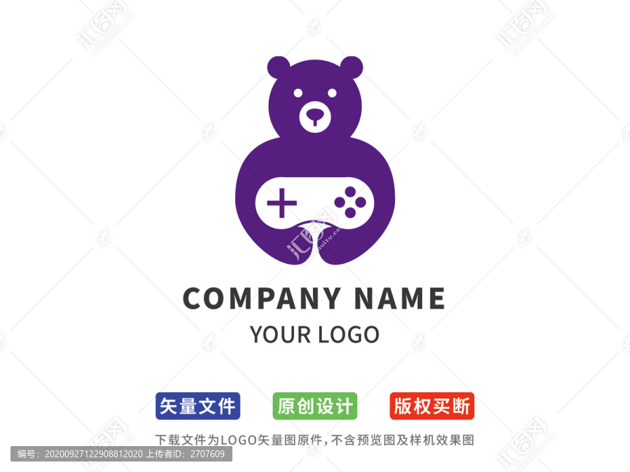 创意游戏熊logo标志