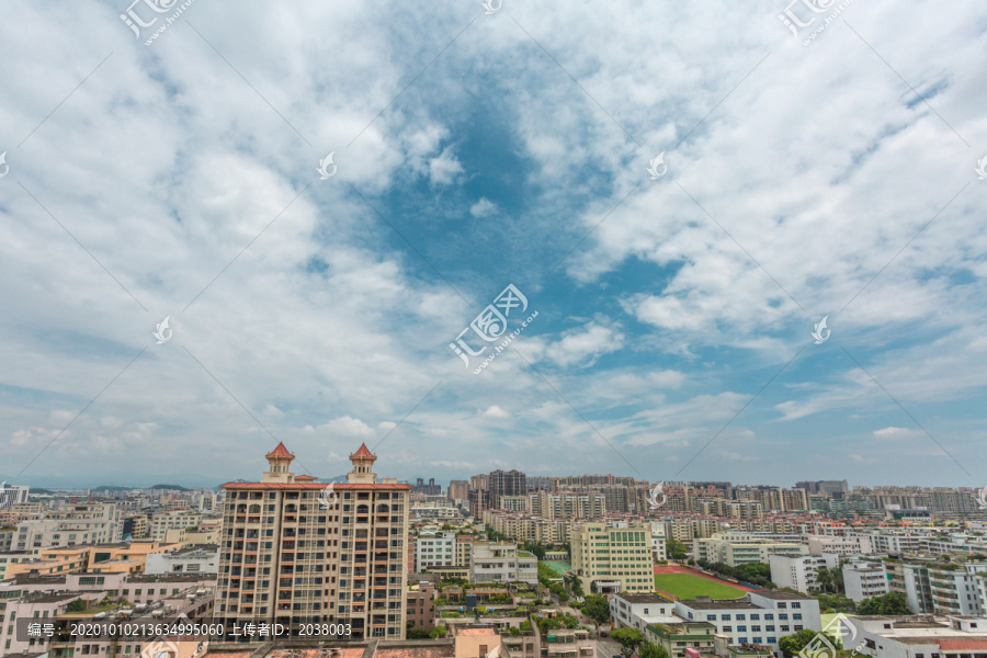 城镇干净的蓝天白云天空背景