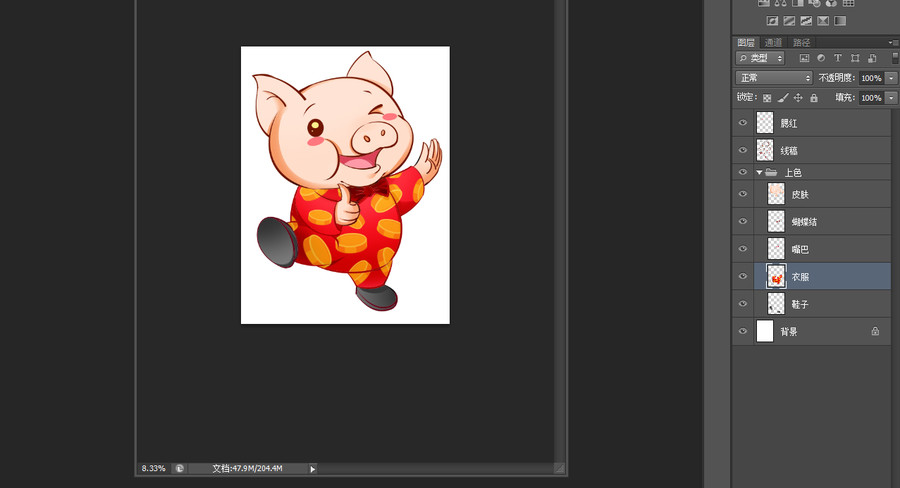 小猪发财猪可爱卡通猪