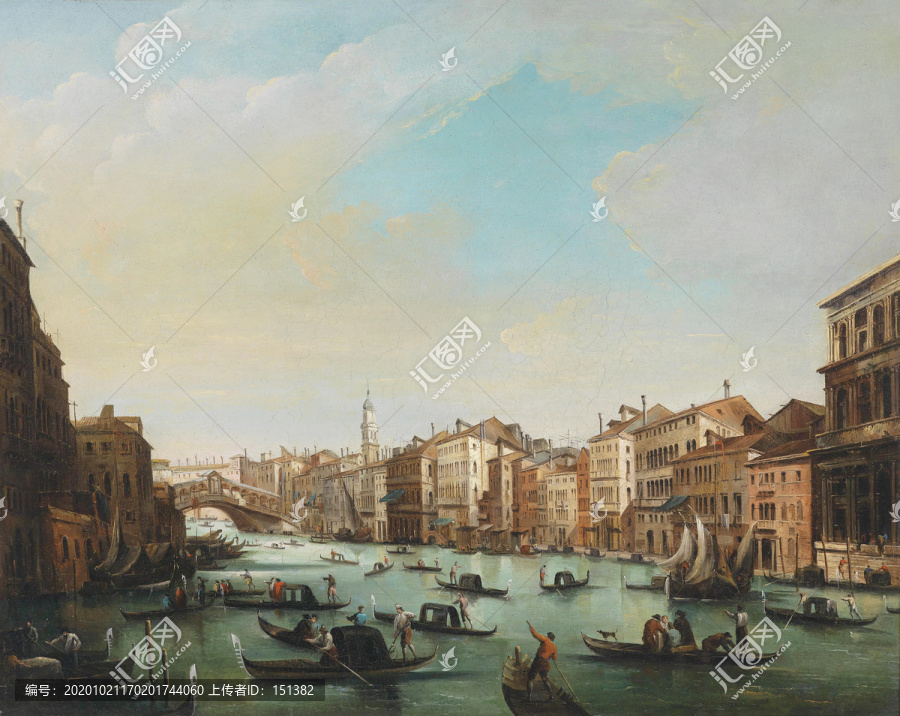 朱塞佩·贝纳迪诺·比森威尼斯运河风景油画