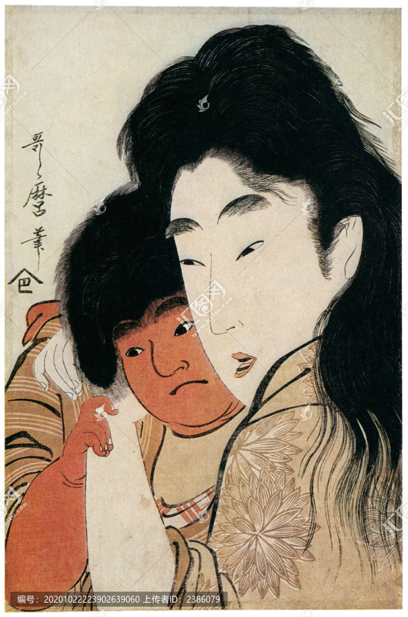 喜多川歌麿山姥和金太郎的脸,美术绘画,其他设计,设计模板,汇图网www 