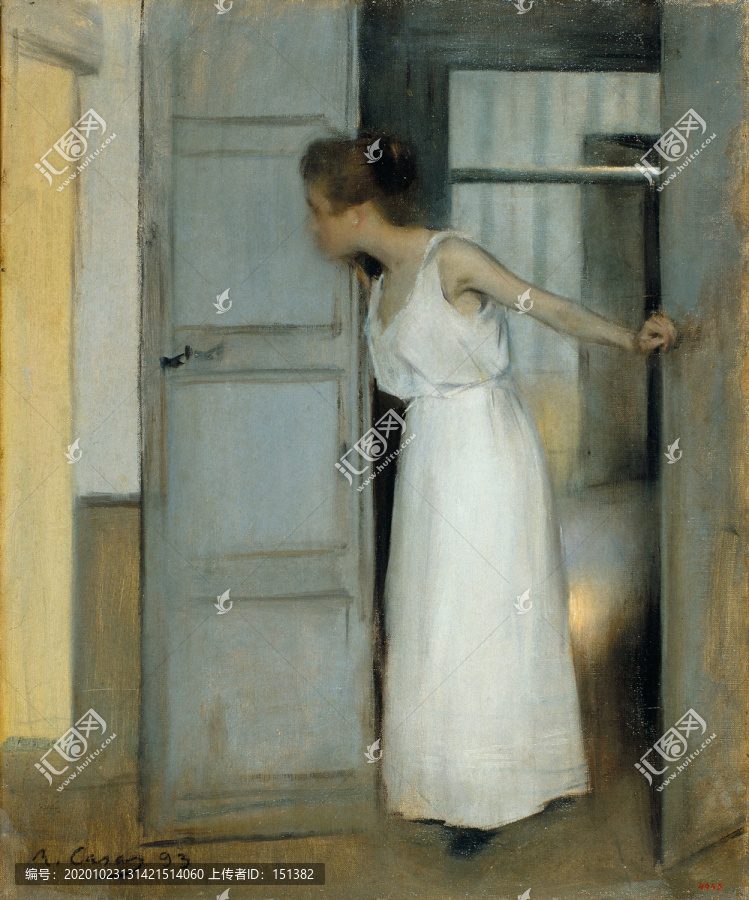 拉蒙·卡萨斯挡在房门口的女性