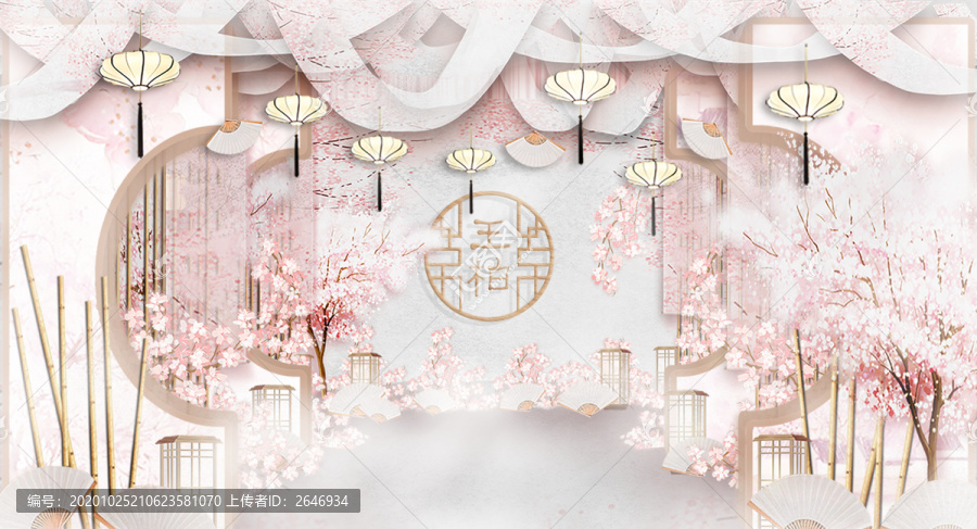 粉色中式樱花婚礼