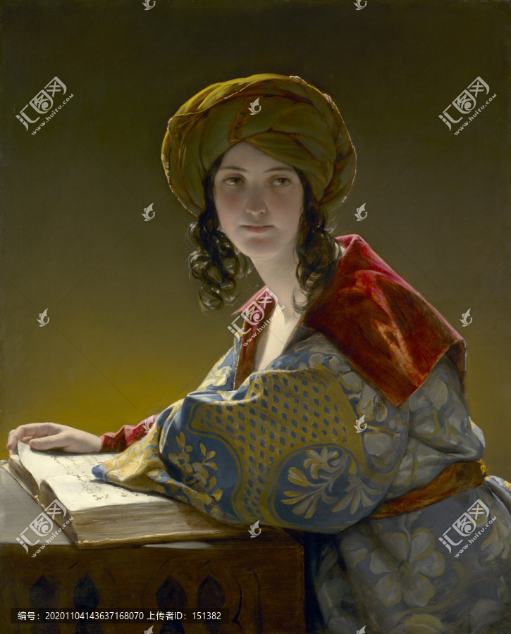 弗里德里希·阿默林东方青年女子肖像画