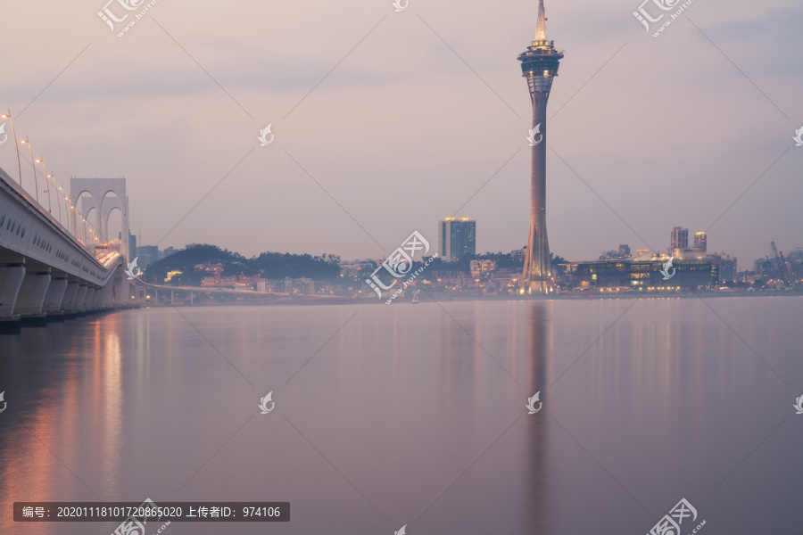 中国澳门城市建筑天际线滨海风光