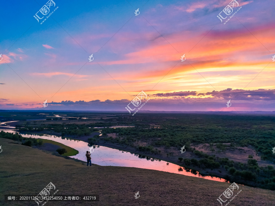 河流湿地日落