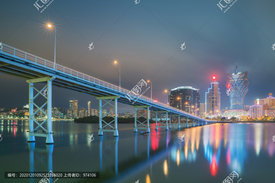 澳门现代建筑和桥梁和城市夜景