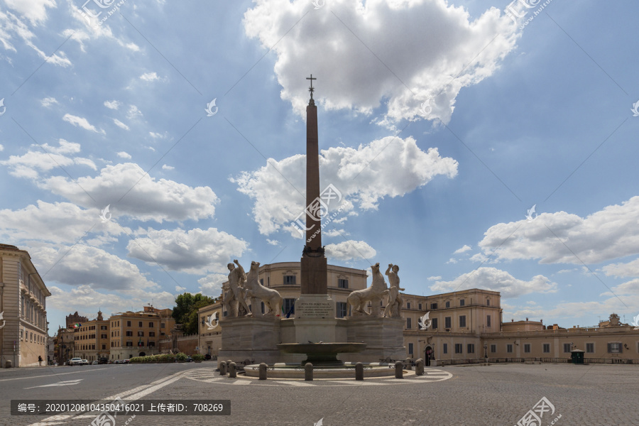 罗马奎利那雷广场的方尖碑和喷泉