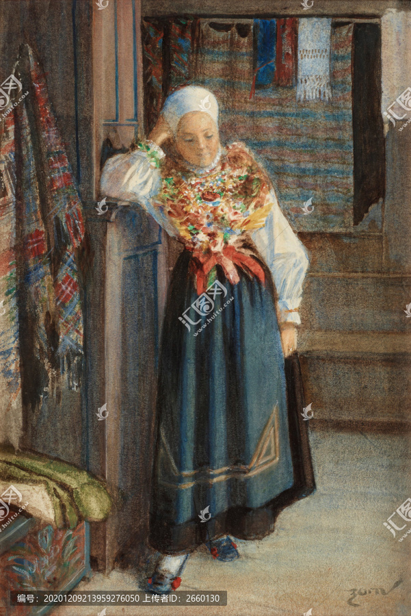 安德斯·佐恩穿裙子的妇女油画