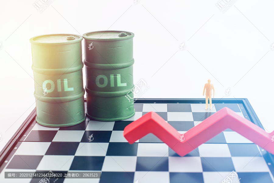 白背景上的油桶原油油价创意配图