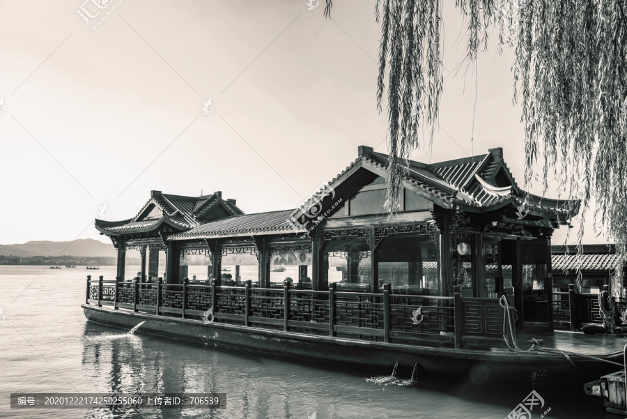 杭州西湖画舫老照片