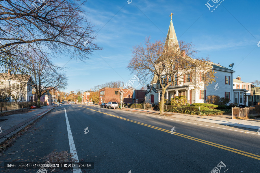美国波士顿传统城市居民区街道