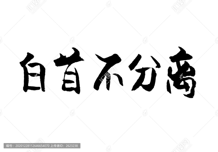 白首不分离汉字手写毛笔字体