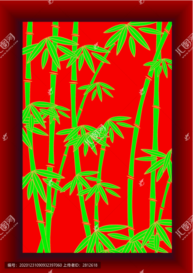 竹子红色背景红包节日喜庆
