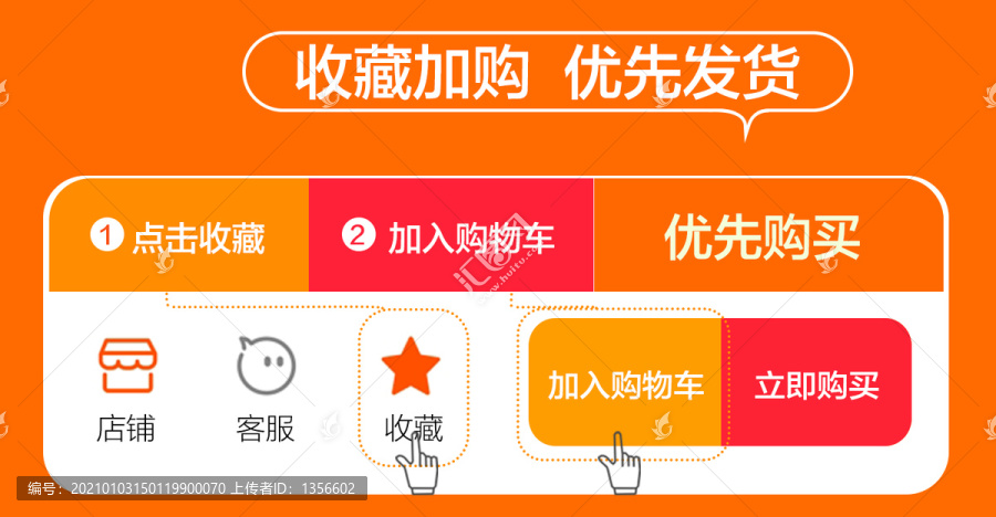 收藏加购优先发货海报素材图模板