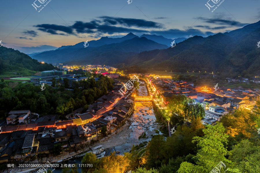 中国陕西汉中青木川古镇夜景风光