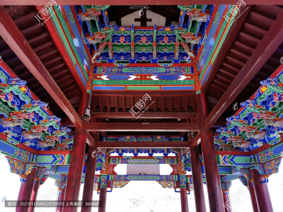 中式古建牌坊彩绘内部结构