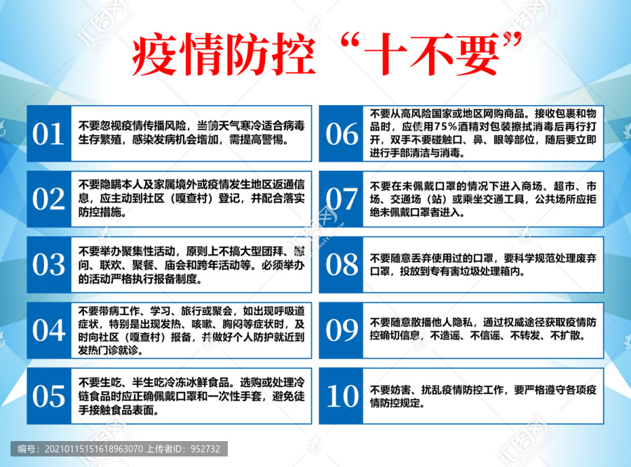 新冠病毒疫情防控注意十不要