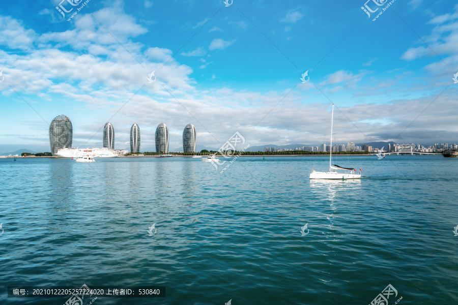 三亚海岛风光和地标建筑