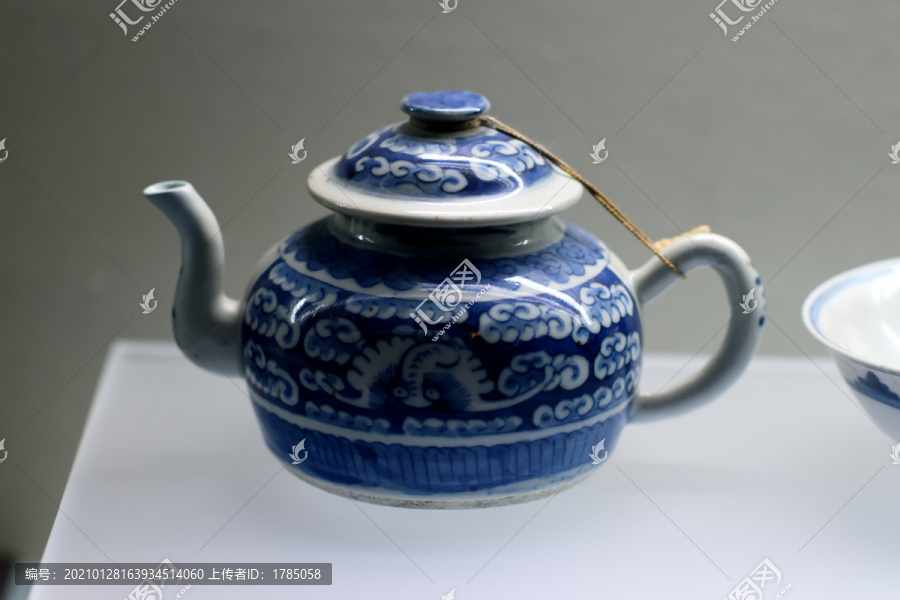 清代青花茶壶,文物考古,文化艺术,摄影素材,汇图网