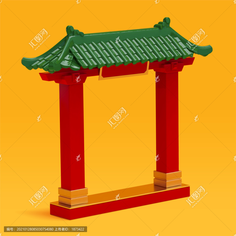 中式古典牌楼建筑三维素材