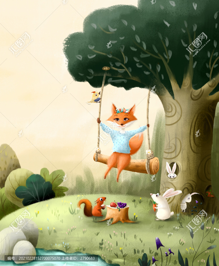 童话森林动物插画