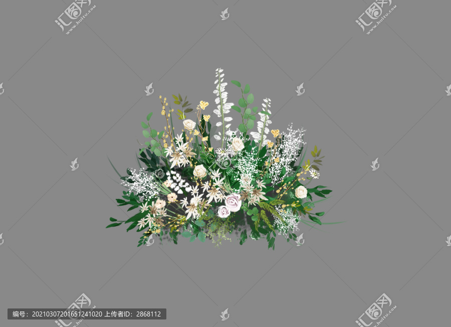 白绿色婚礼手绘花艺
