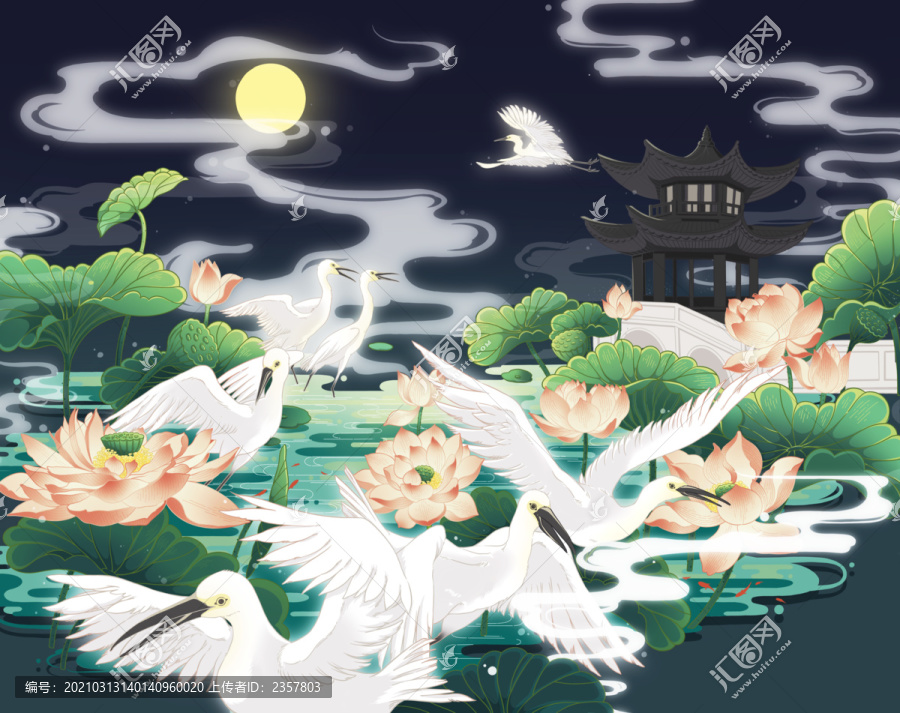 国风古典夏天节气插画