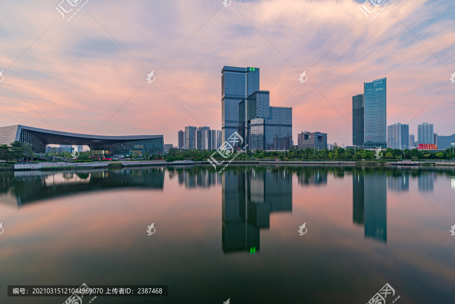 南沙蕉门中心区地标建筑晚霞