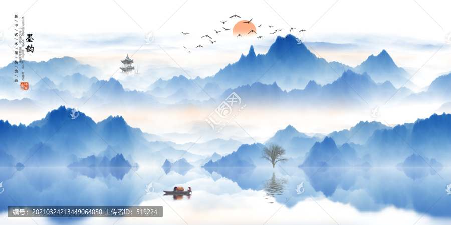 禅境水墨山水画新中式油画