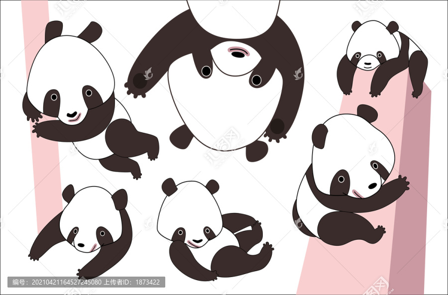 卡通熊猫创意设计插图