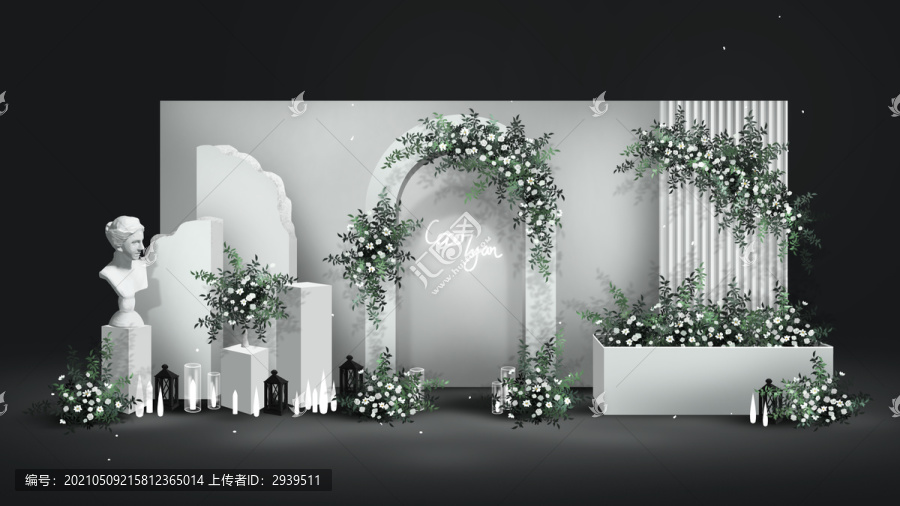白绿小清新艺术风韩式婚礼效果图