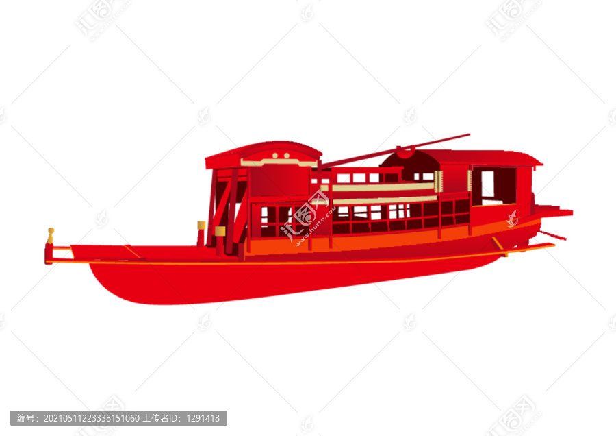南湖红船矢量图