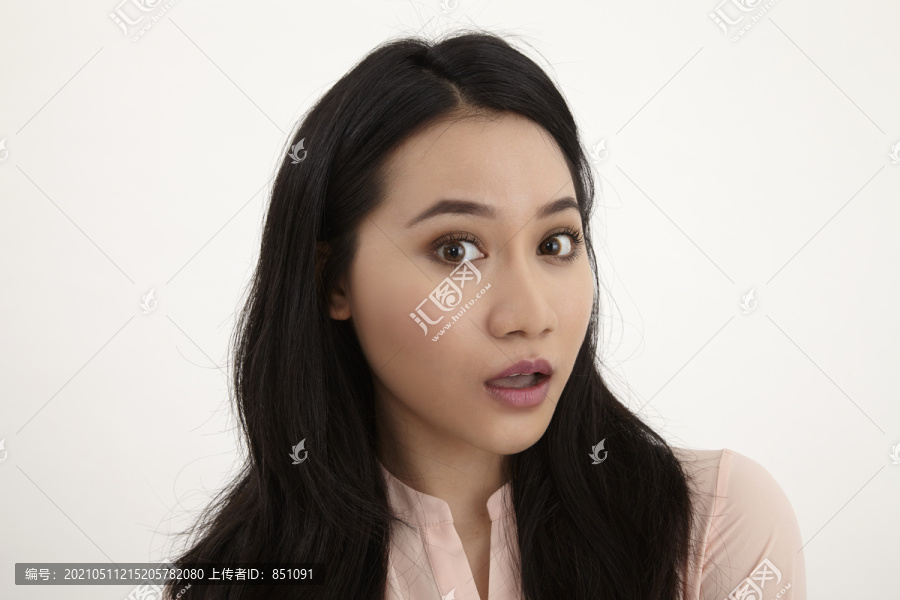 好奇的女人睁大眼睛的特写镜头