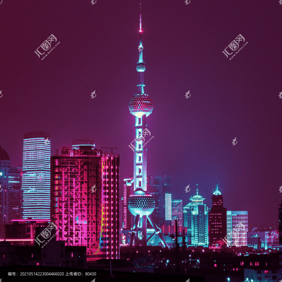 赛博朋克上海夜景