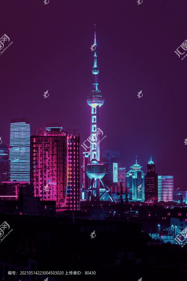 赛博朋克上海夜景