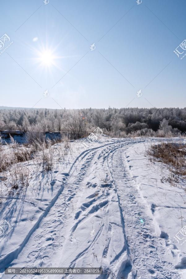 冬天雪地道路背景