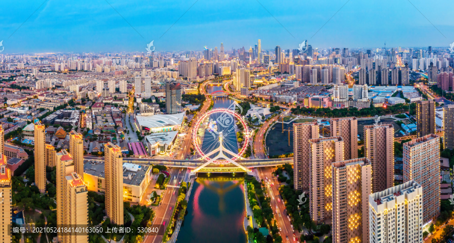 天津之眼夜景鸟瞰图