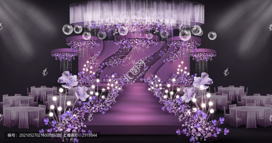 紫色简约婚礼效果图