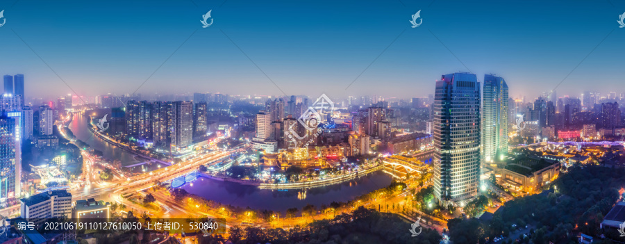 航拍成都现代建筑景观夜景