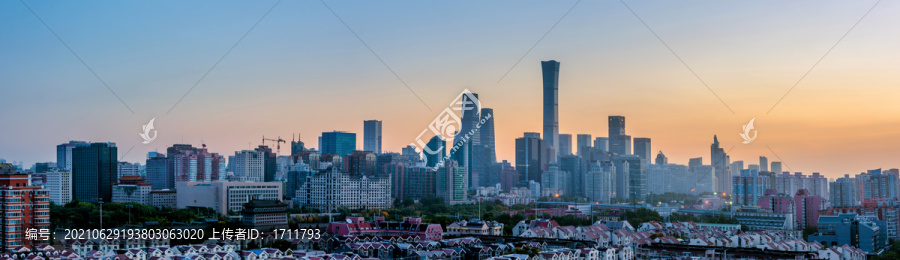 中国首都北京CBD清晨全景风光