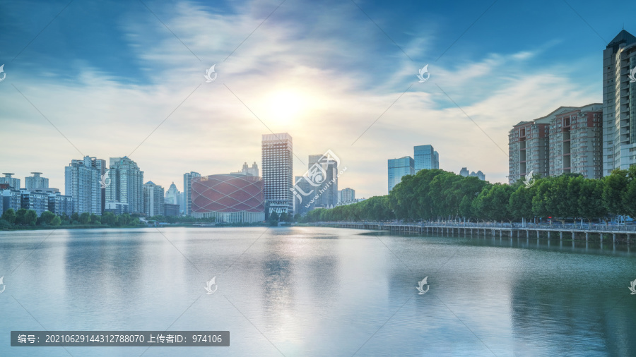 武汉城市天际线和水果湖风光